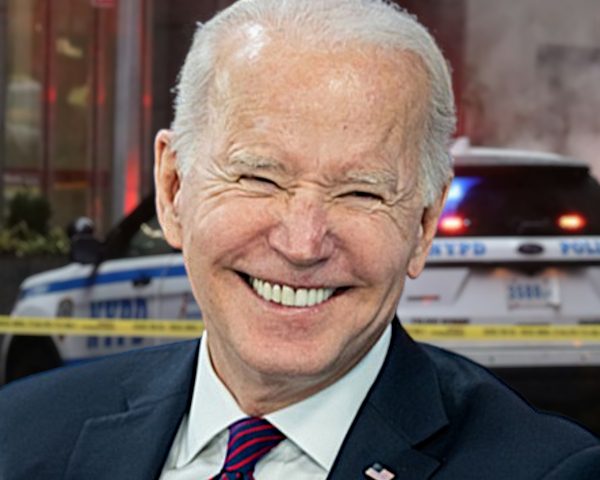 Joe Biden with police car in background (composite image)