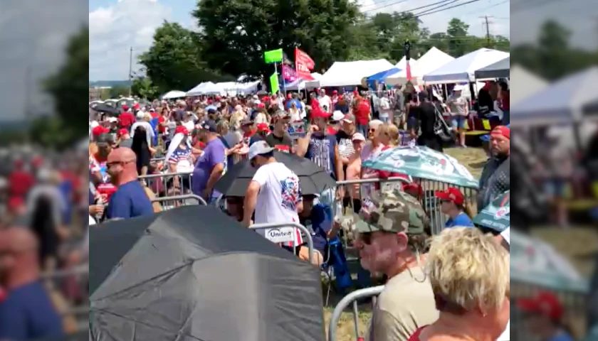 Thousands Line Up Outside Venue in Harrisburg, Pennsylvania Ahead of Trump Rally