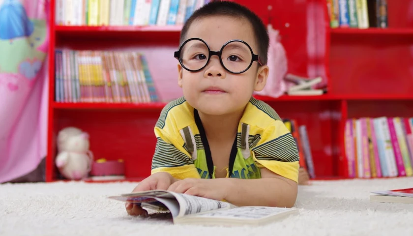 Young boy in learning environment