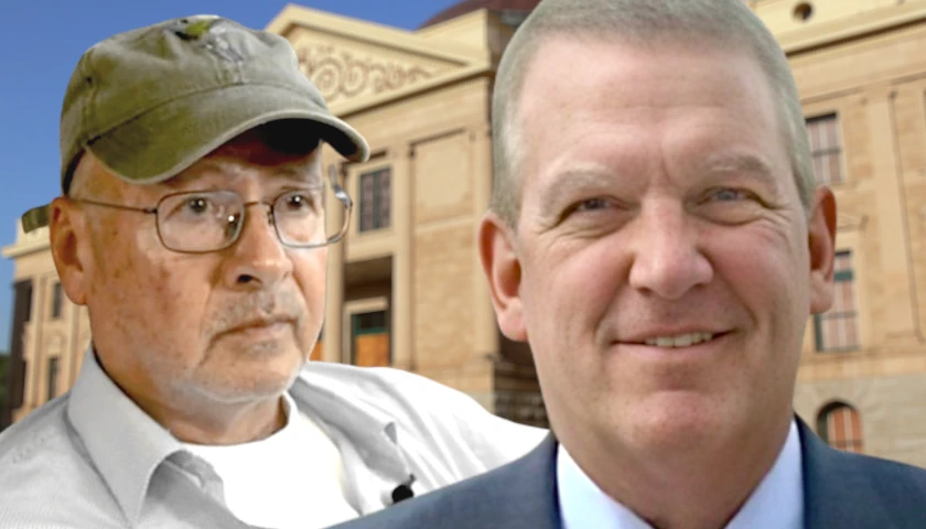 Mike Norton and Eduardo Quintana in front of the Arizona State Capitol Building (composite image)