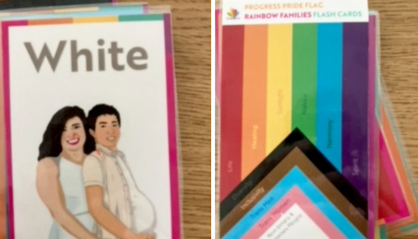 Flash Cards Depicting Pregnant Man Used for Teaching Colors in North Carolina Preschool Classroom