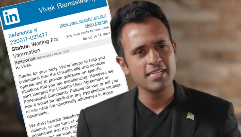 Liberal-Led LinkedIn Censors Rising Republican Presidential Candidate Ramaswamy