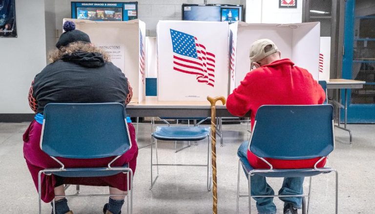 Voters casting ballots