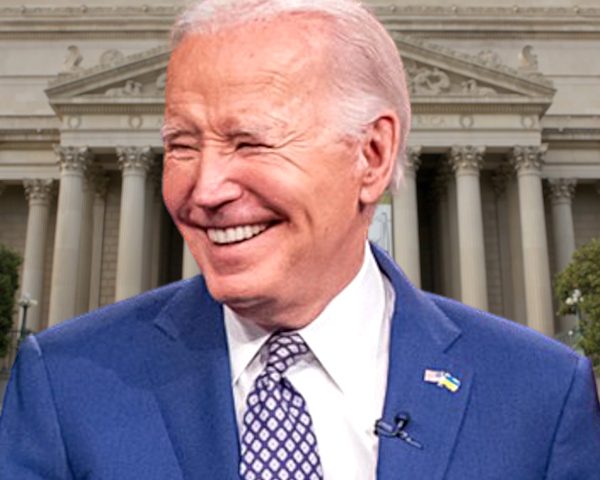 President Joe Biden in front of the National Archives Museum (composite image)