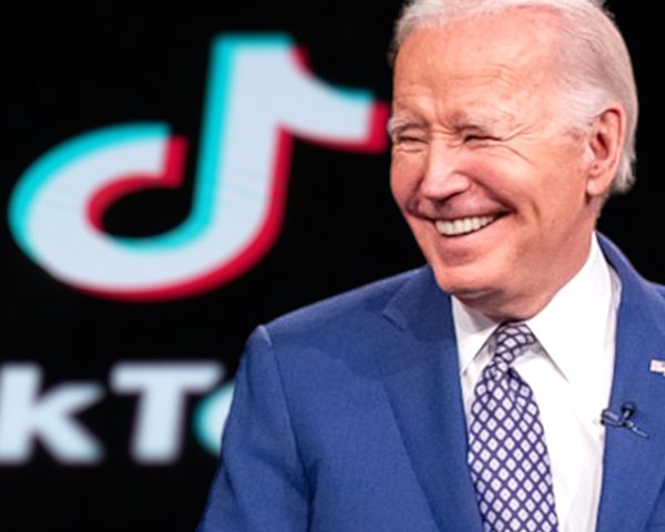 President Biden in front of TikTok logo (composite image)