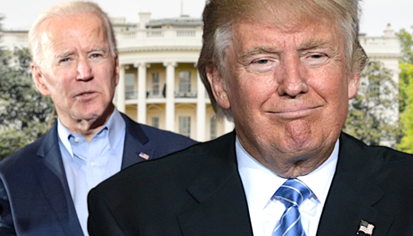 Donald Trump and Joe Biden in front of the White House (composite image)