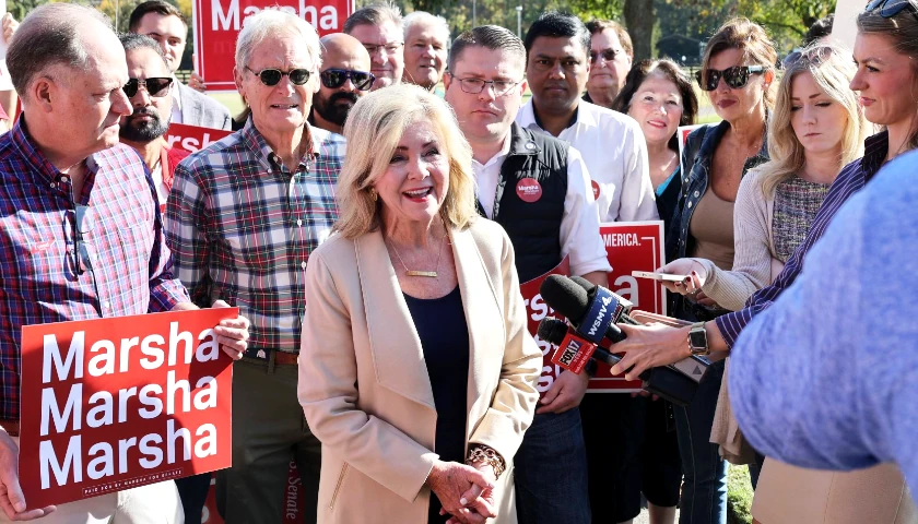 Senator Marsha Blackburn Speaks to Reporters After Voting Early in Brentwood