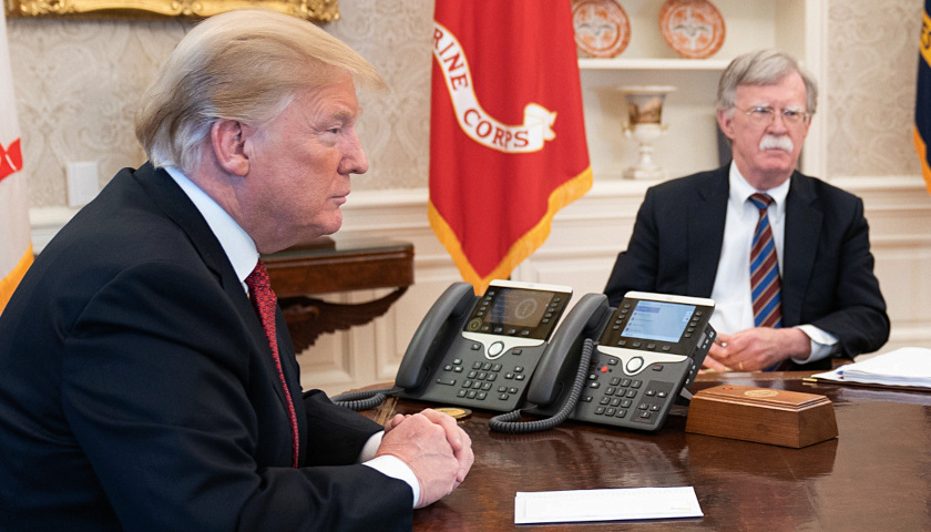 John Bolton in Oval Office with President Donald Trump, 2019